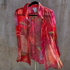 Chicos Vintage Semi Sheer Silk Blend Blouse